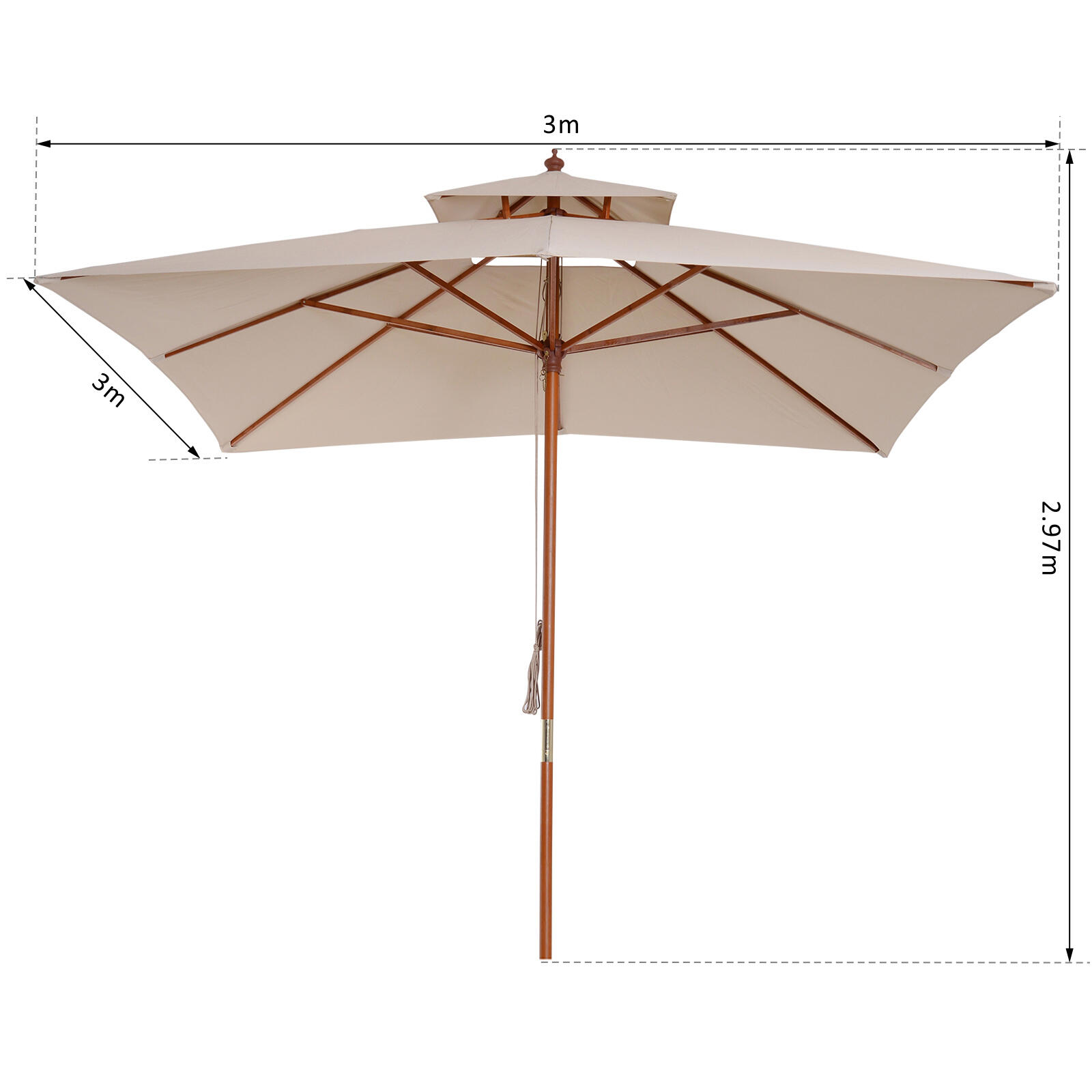 Sombrilla de camping Outsunny 300x300x297 cm Beige 3/7