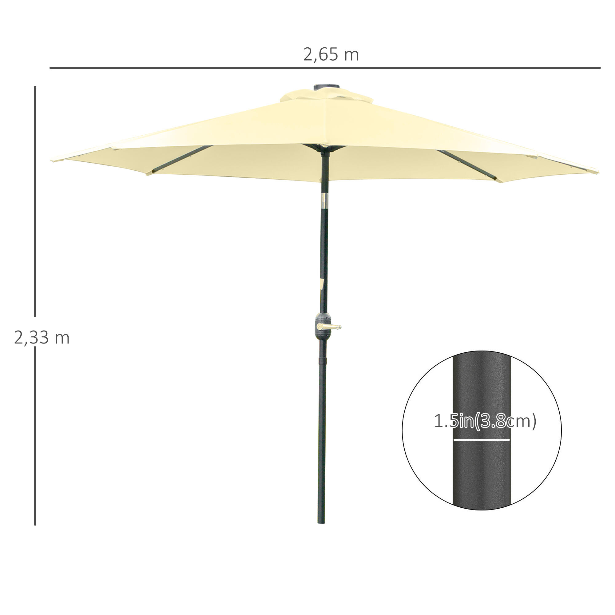 Sombrilla de camping Outsunny 265x265x233 cm Beige 3/7