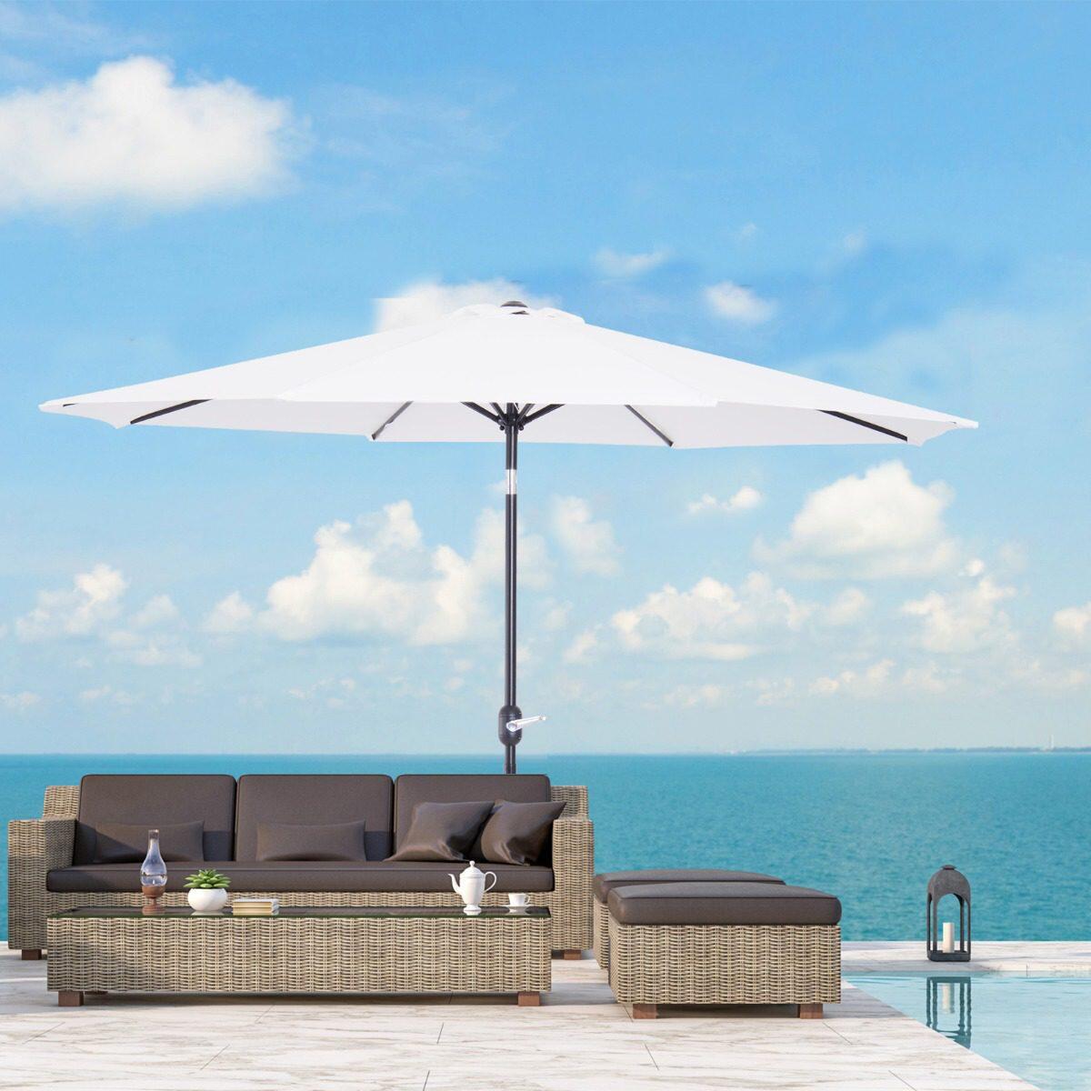 OUTSUNNY Chapéu de Sol de  Ø295x250cm Branco Outsunny