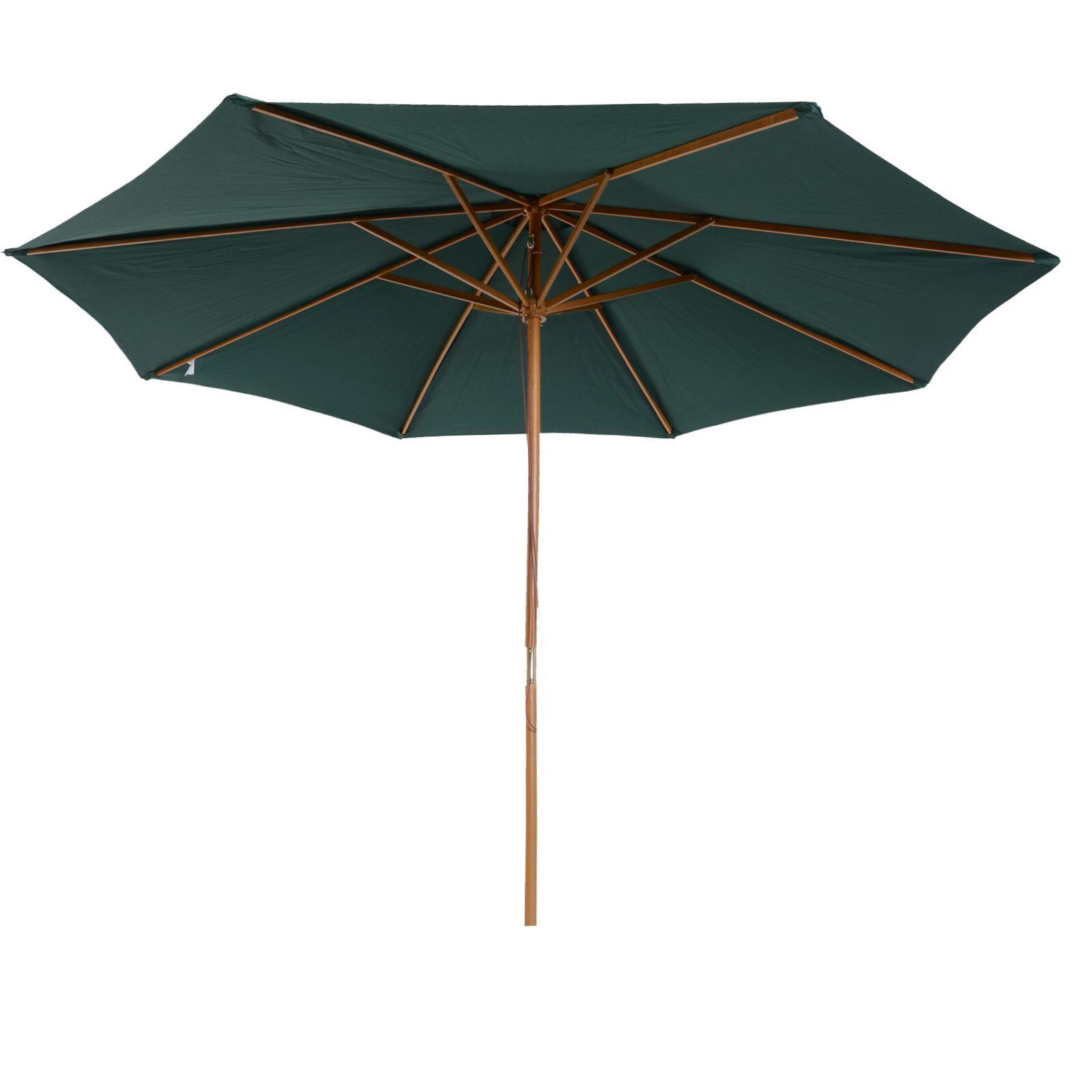 OUTSUNNY Chapéu de Sol com Mastro de Madeira 300x245 cm Verde Outsunny
