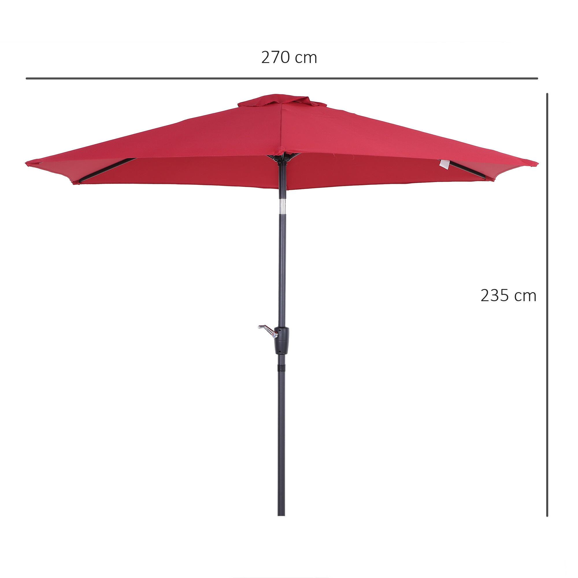 Sombrilla Outsunny 260x260x235 cm Rojo 3/7