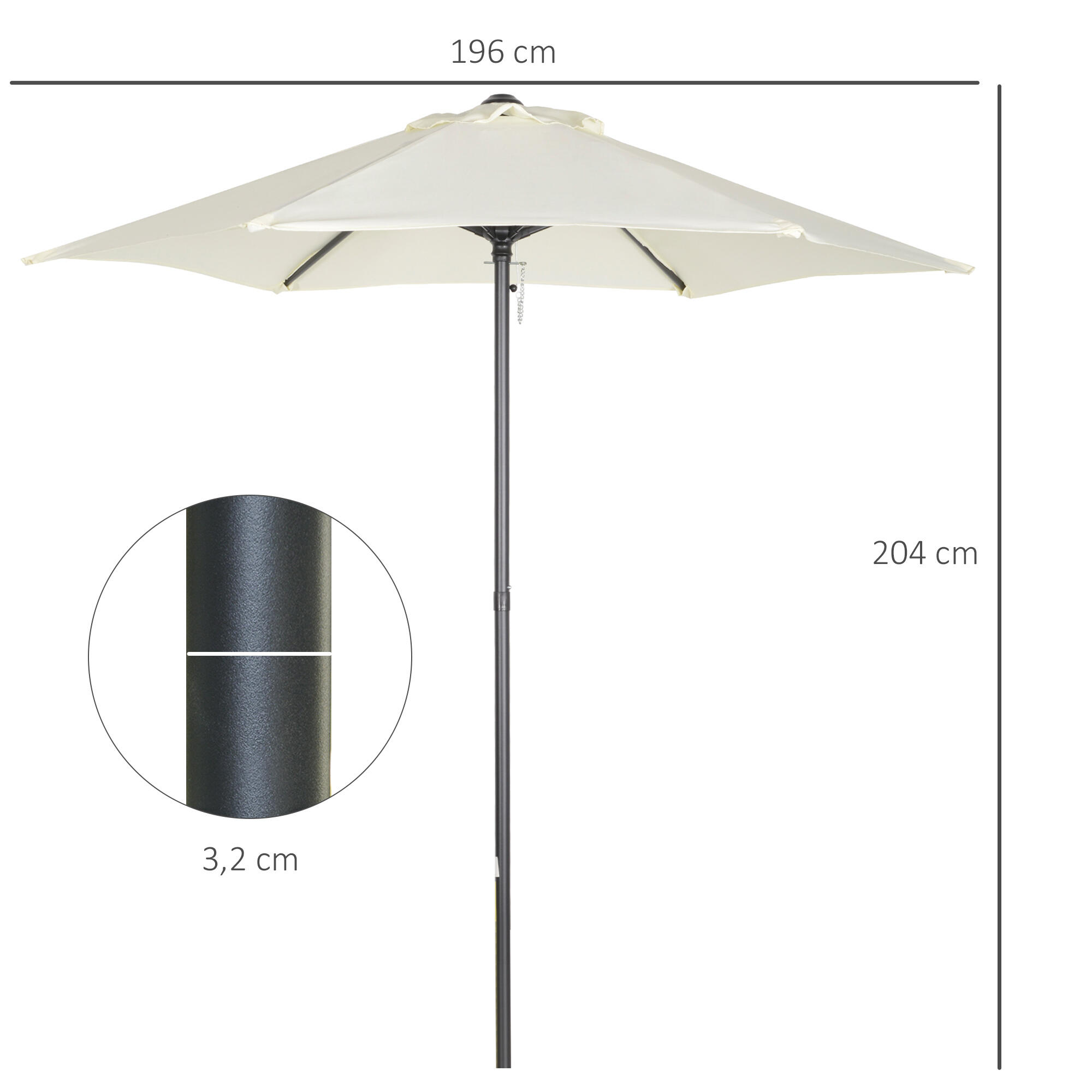 Sombrilla Outsunny 196x196x204 cm Beige 3/7