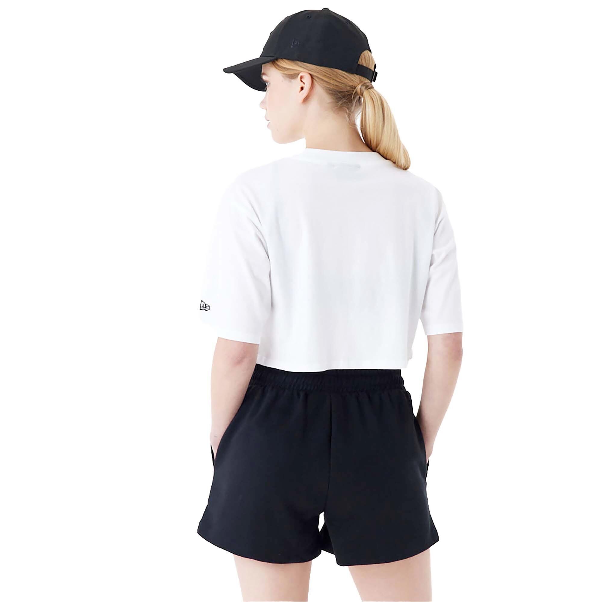 New Era Mlb T-Shirt Le Crop Tee Neyyan Whiblk Vrouwen 3/7