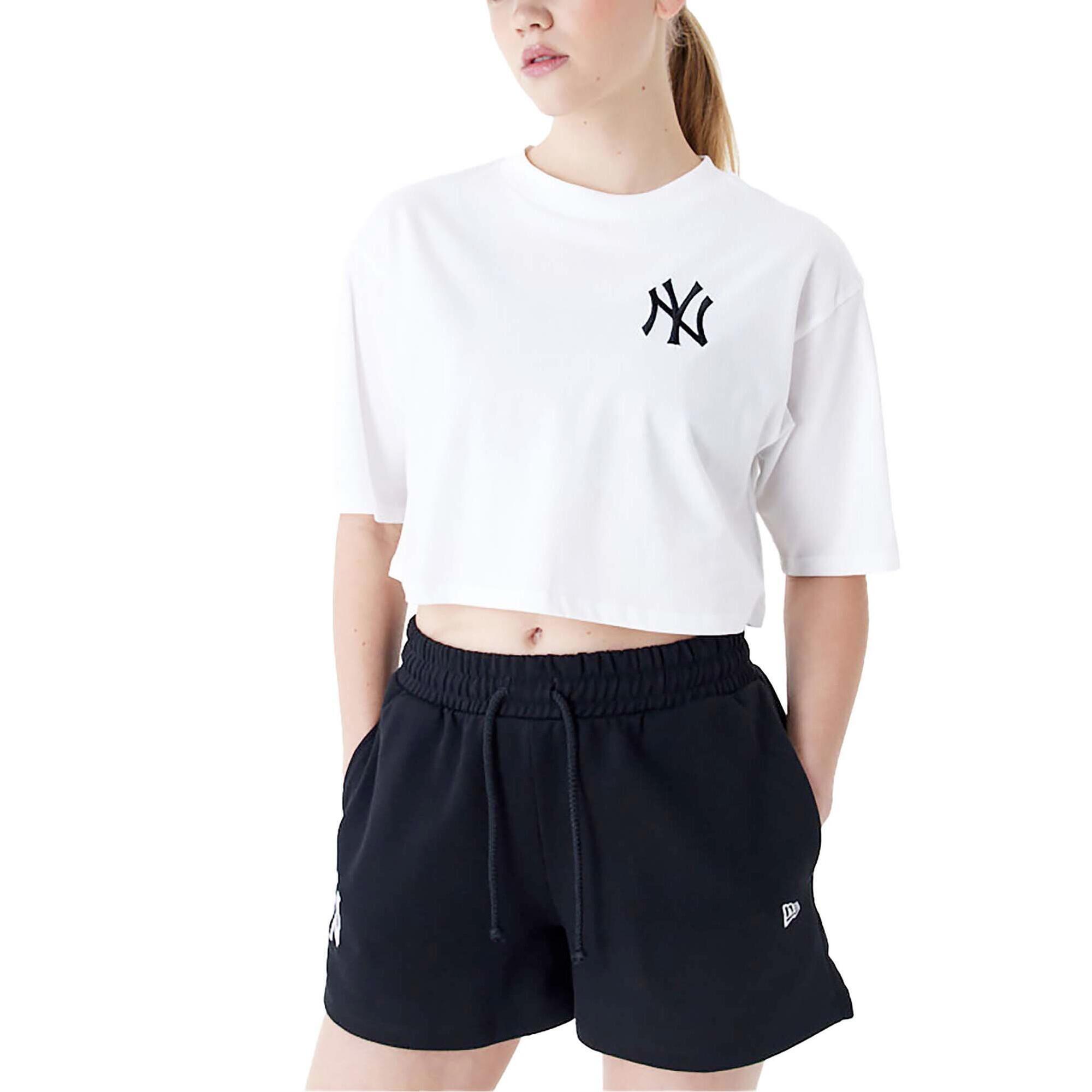 T-shirt New Era bleu marine à logo métallique New York Yankees pour femme