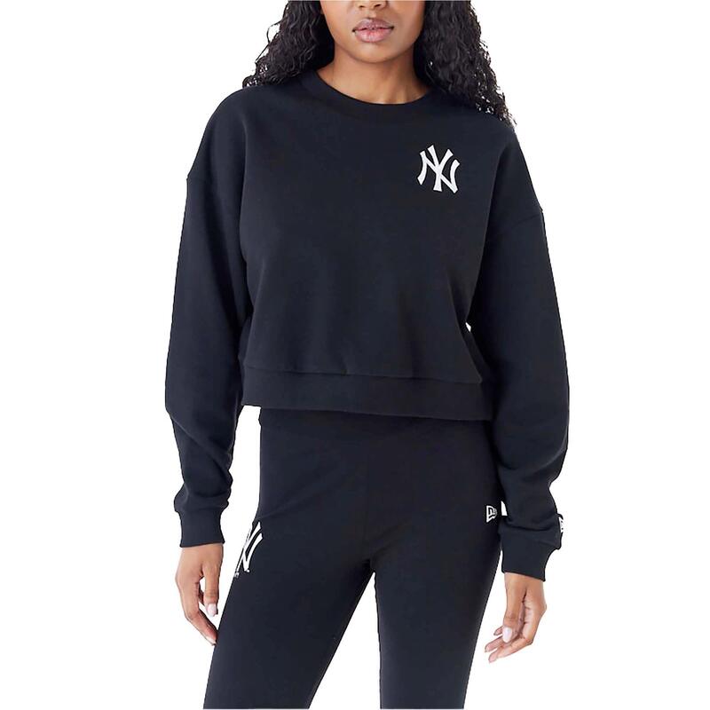 New Era Mlb Le Crop Crew Neyyan Blkwhi Sweatshirt Vrouwen