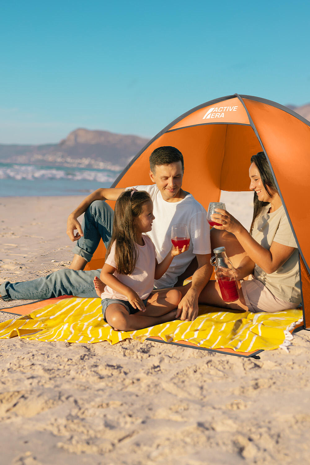 Tente de plage Pop Up Déployable - Protection Solaire UV UPF 50+ - Orange 3/7