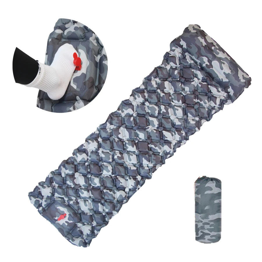 Outdoor Ultralight Camping Sleeping Pad with Built-in Pump and Headrest