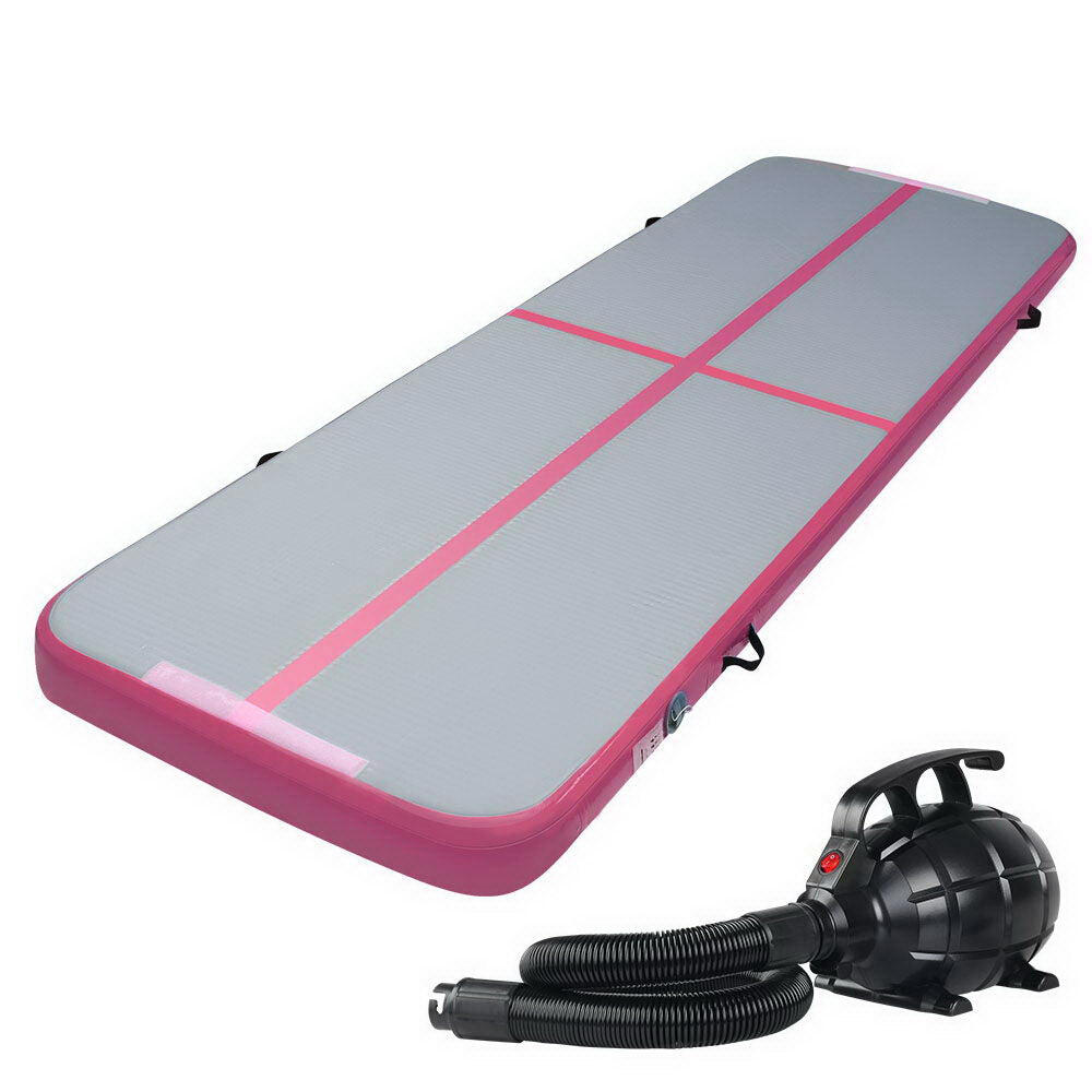 Everfit 3X1M Inflatable Air Track Mat with Pump Tumbling Gymnastics Pink