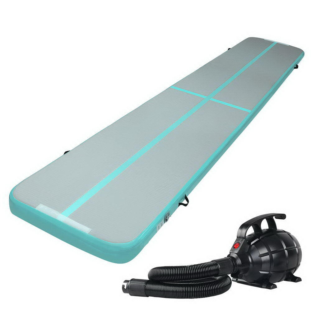 Everfit 5X1M Inflatable Air Track Mat with Pump Tumbling Gymnastics Green