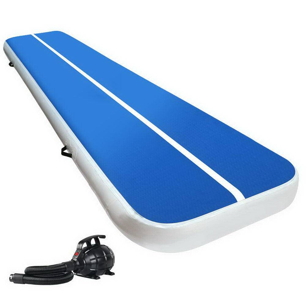 Everfit 4X1M Inflatable Air Track Mat 20CM Thick with Pump Blue