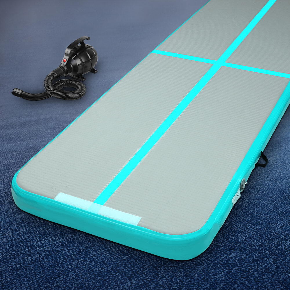 Everfit 3X1M Inflatable Air Track Mat with Pump Tumbling Gymnastics Green