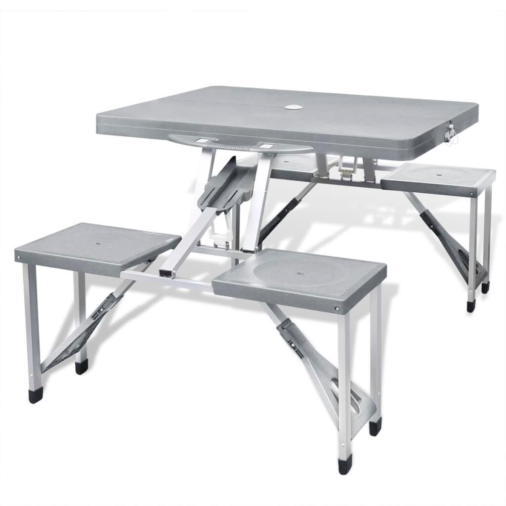 Foldable Camping Table Set with 4 Stools  Aluminum Extra Light