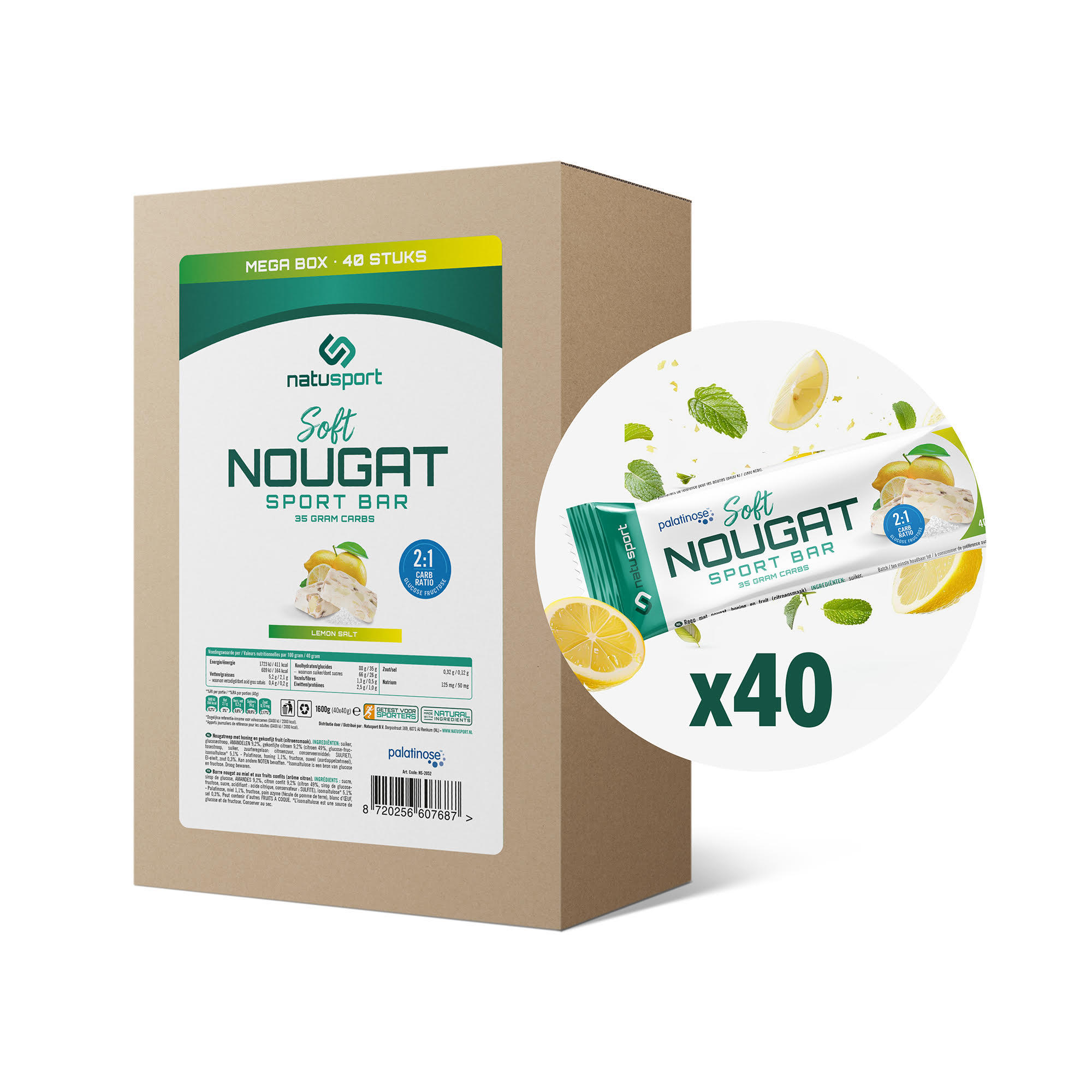 NATUSPORT Natusport Soft Nougat Sport Bar Lemon & Salt - Megabox