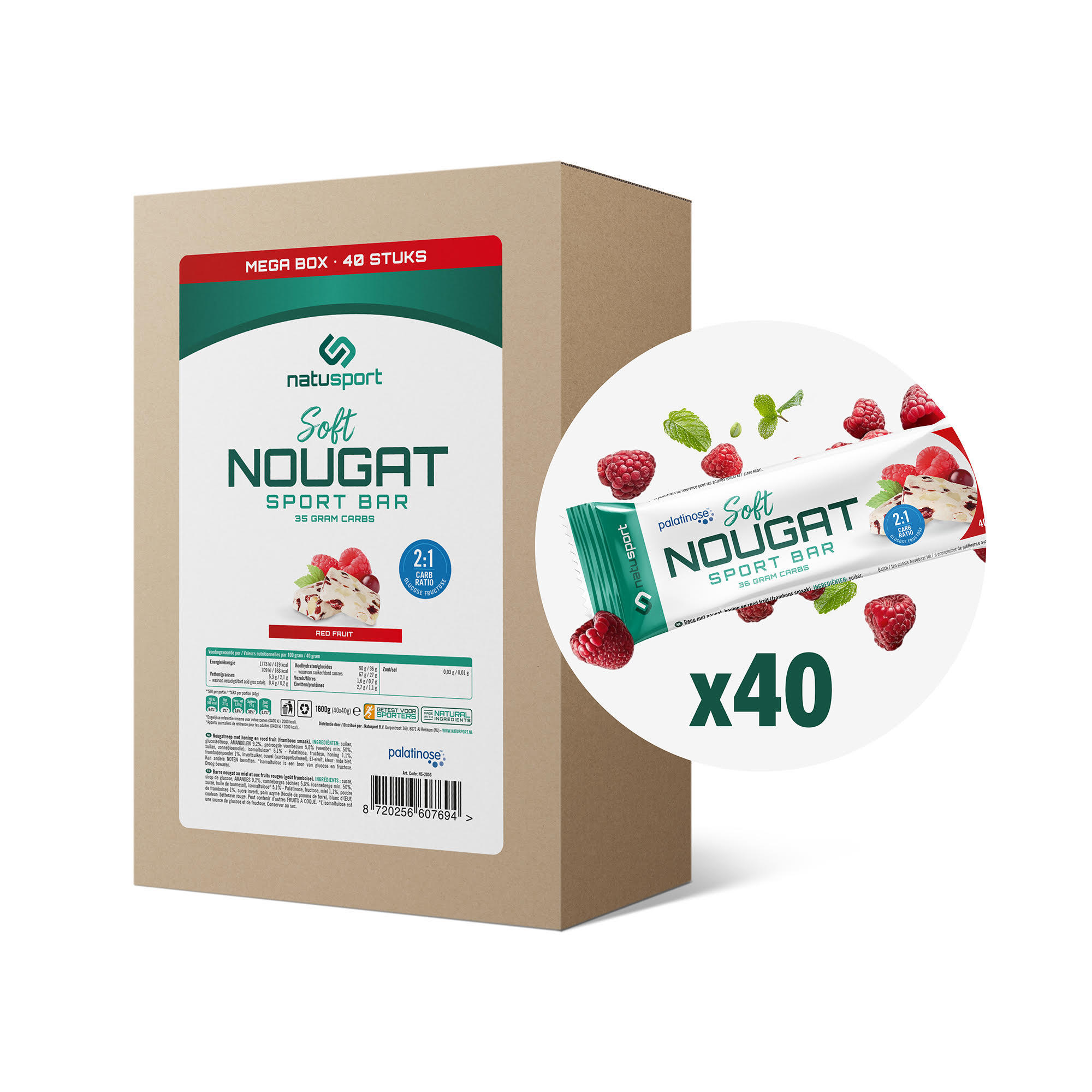 NATUSPORT Natusport Soft Nougat Sport Bar Red Fruit – Megabox