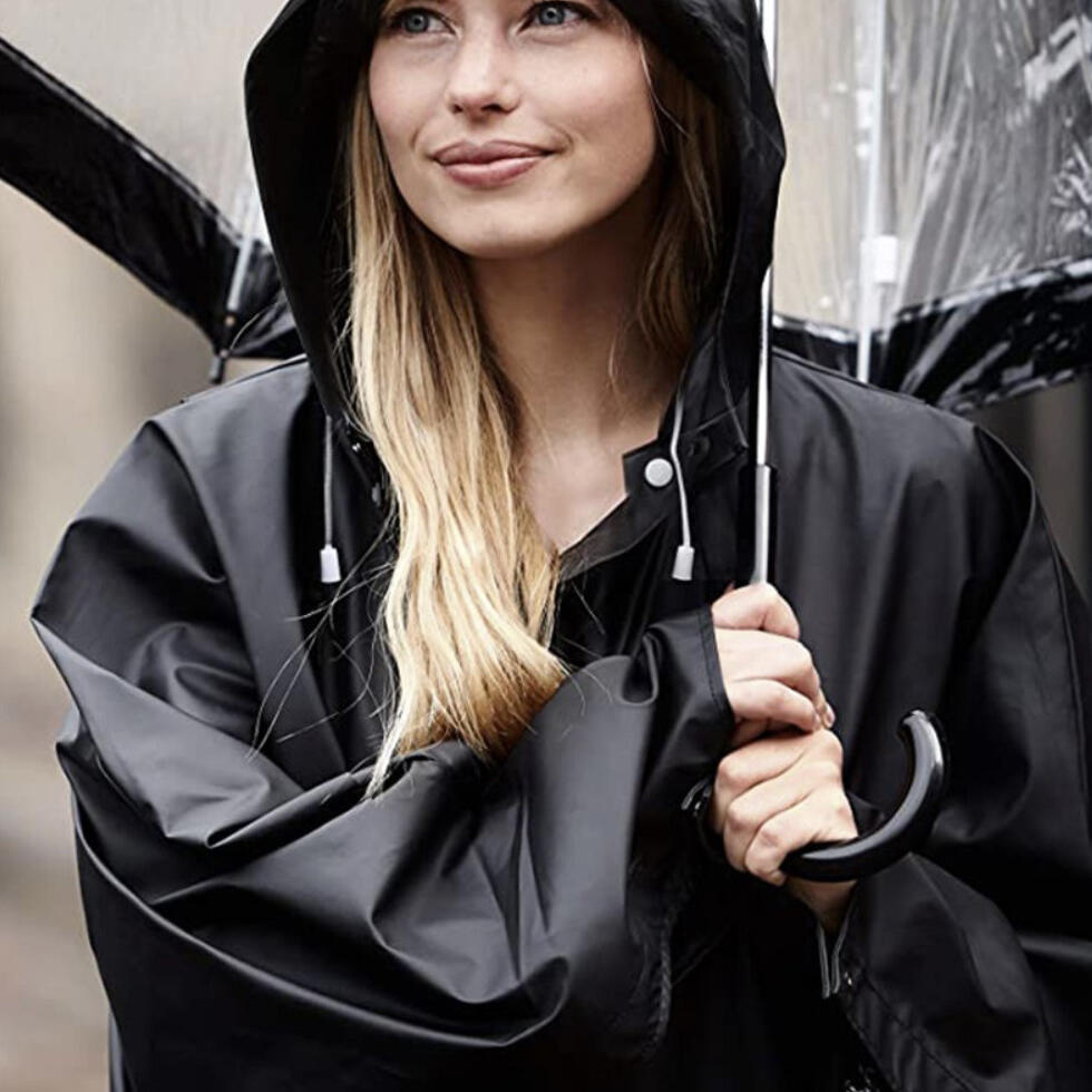Regenjas Met Capuchon Unisex Waterdicht Zwart 5/7