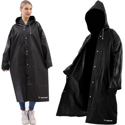 Regenjacke mit Kapuze Schwarz wasserdicht