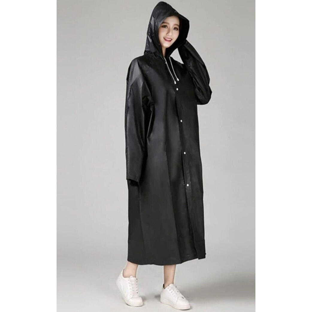 Regenjas Met Capuchon Unisex Waterdicht Zwart 7/7