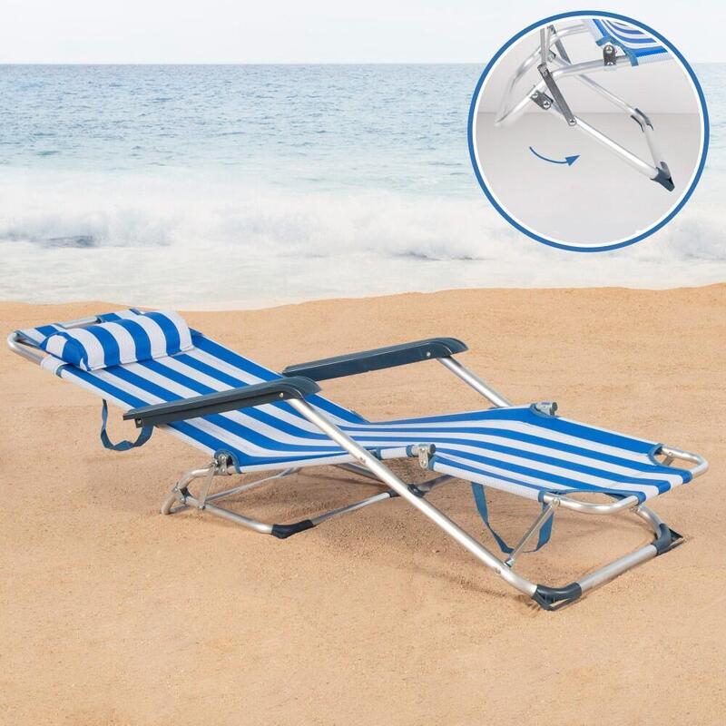 Espreguiçadeira de praia dobrável multiposições com almofada Aktive