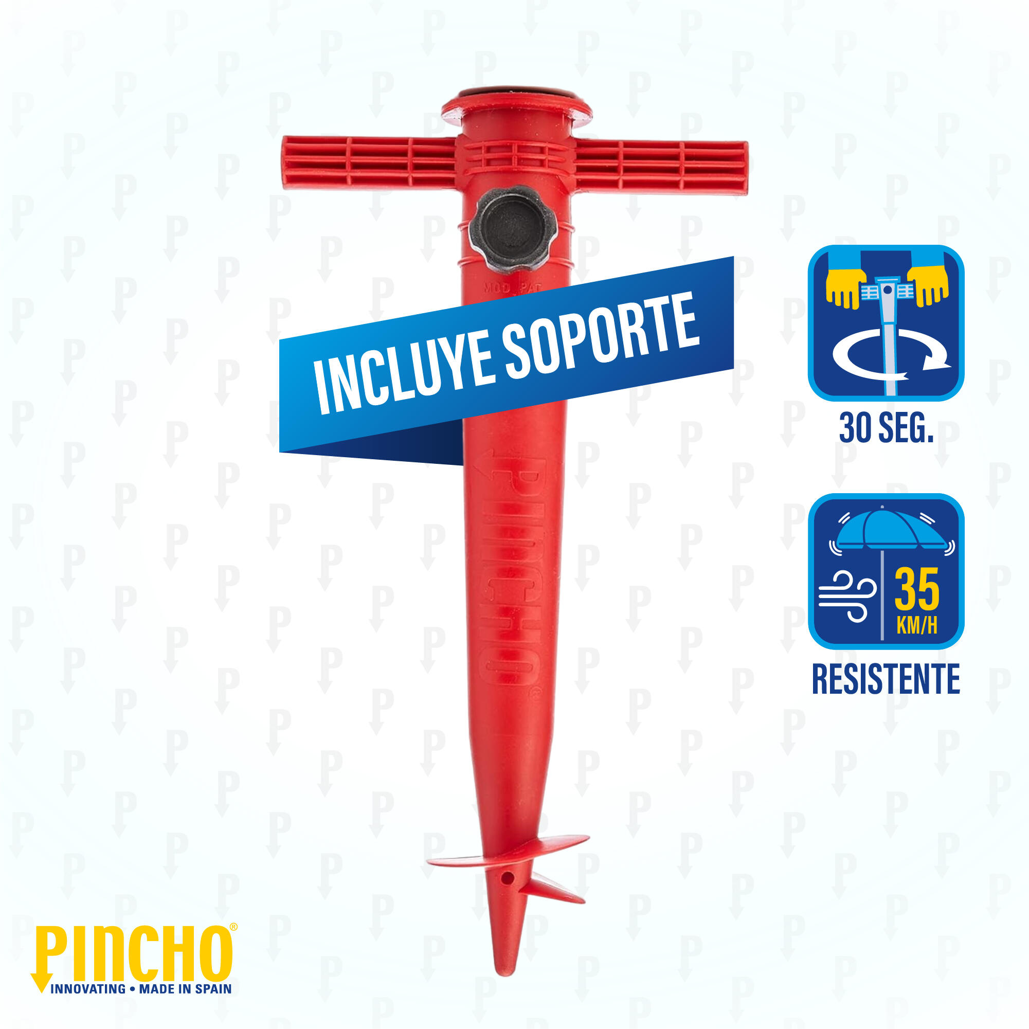 Sombrilla playa grande Ø200 cm, protección uv 50, varillas de fibra de vidrio 6/6