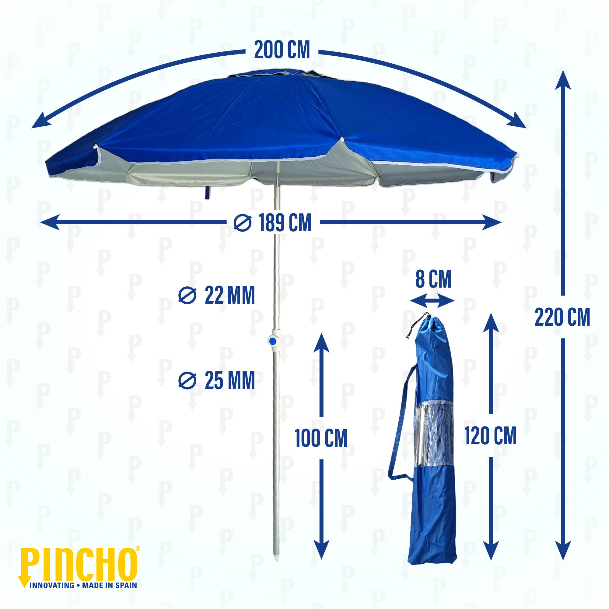 Outsunny Sombrilla De Playa Grande Con Protección UV UPF50+ Inclinación Ajustable Y Bolsa De Transporte 180x196 Cm Multicolor | España