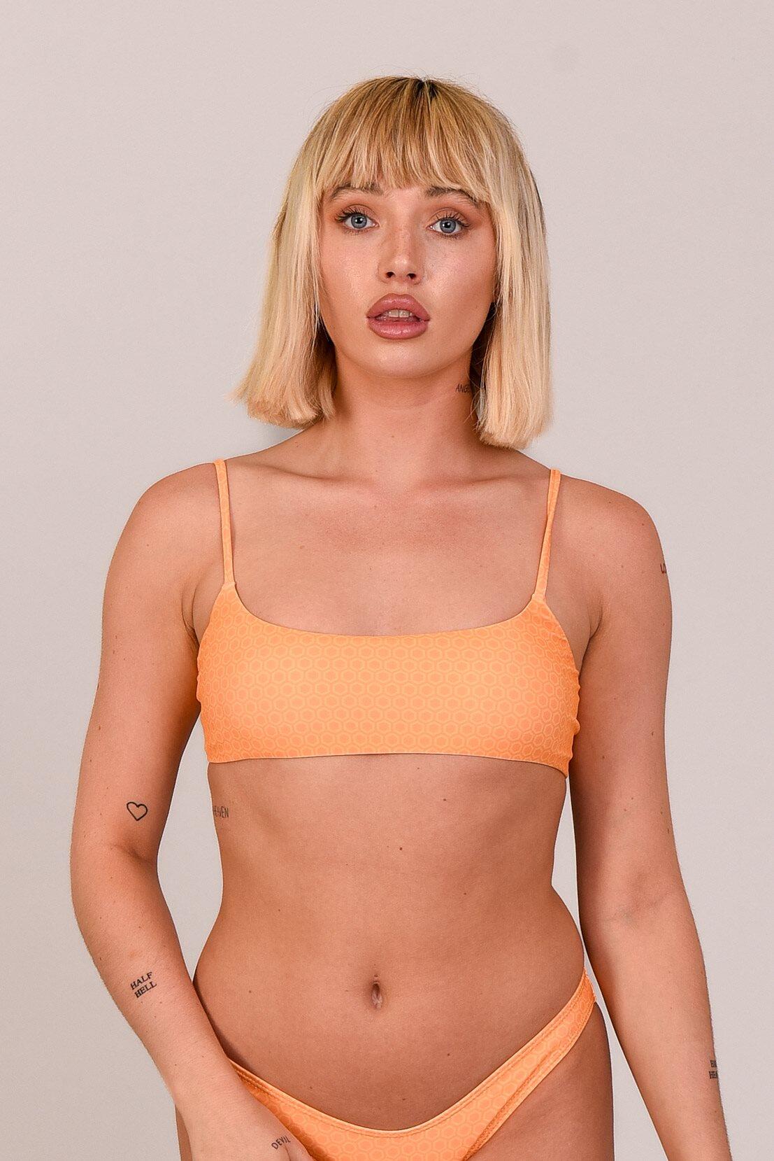 Tangerine Squeeze Lace up Crop Bikini Top 1/5