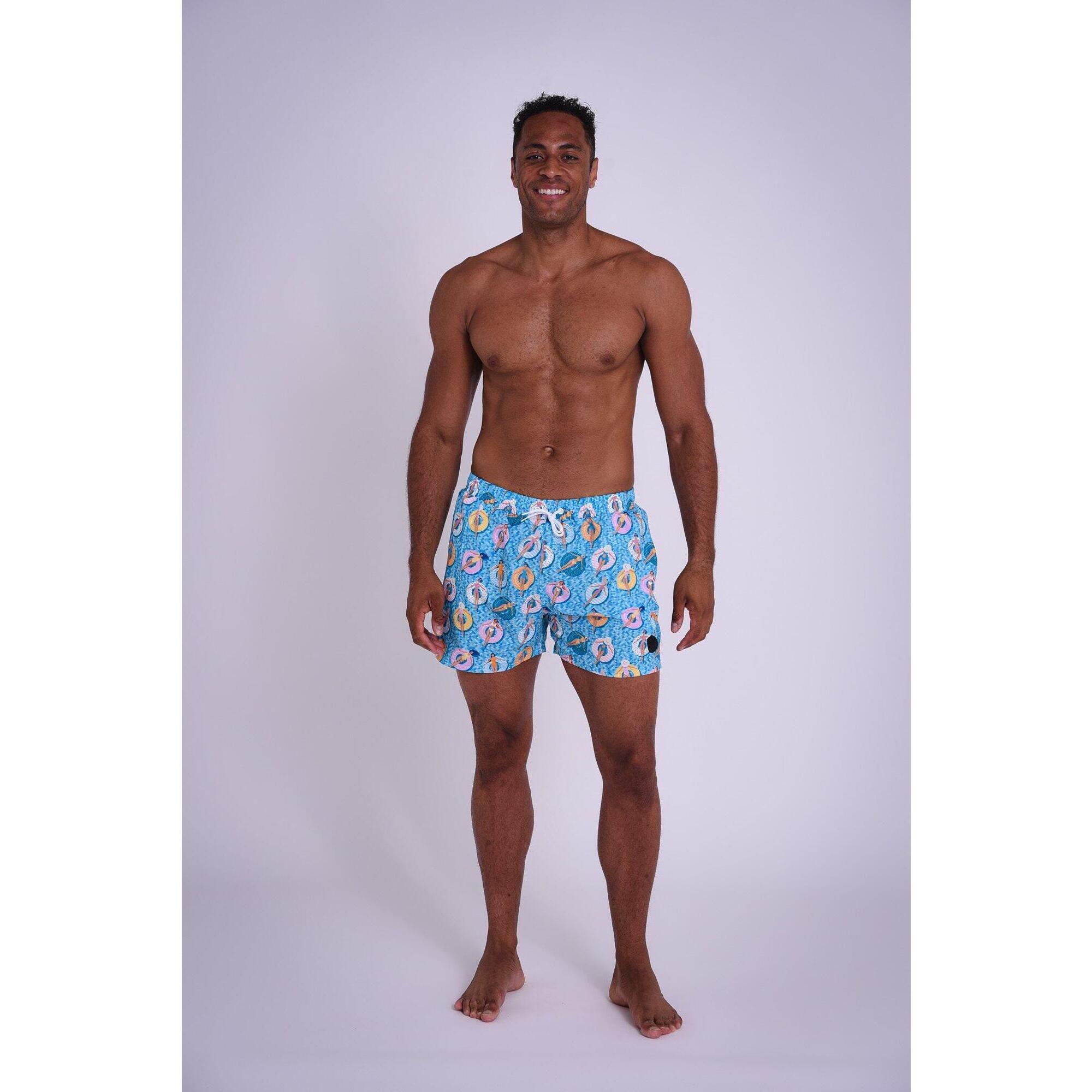 Oosc - Short De Bain Homme Bleu Aqua 92% Polyester Recyclé Coupe Regular - Maillot De Bain - Blanc|bleu|multicolore - Taille Unique - Decathlon