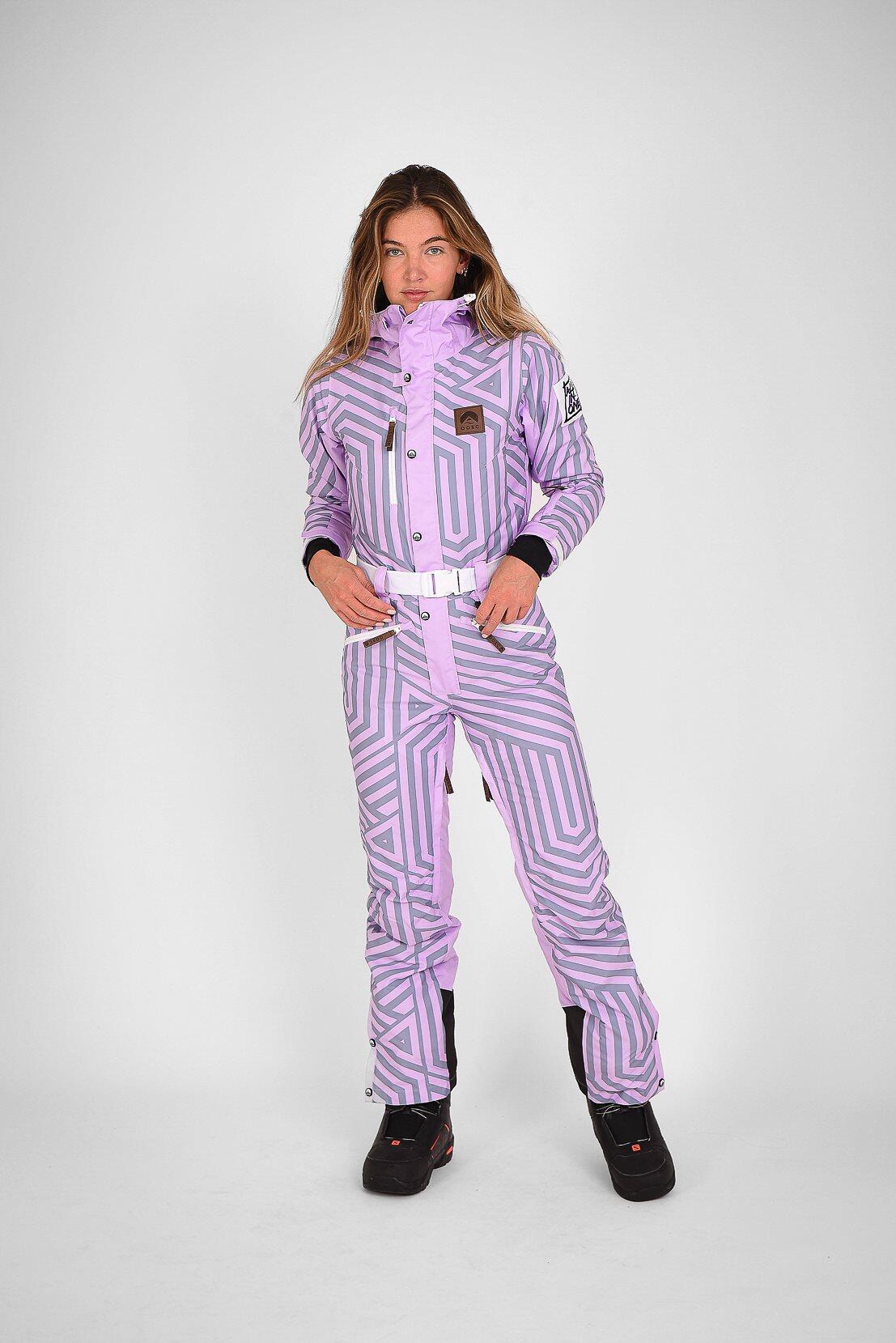 OOSC Traje de esqui feminino roxo e cinza Fall Line