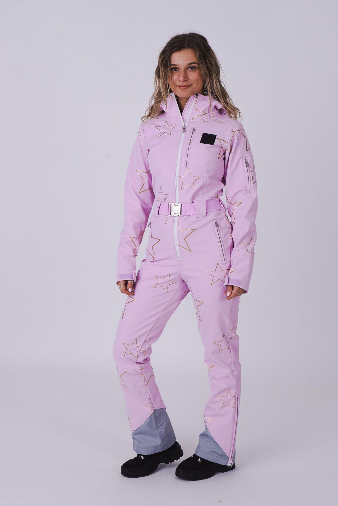 Combinaison de ski chic rose avec étoiles 4/6