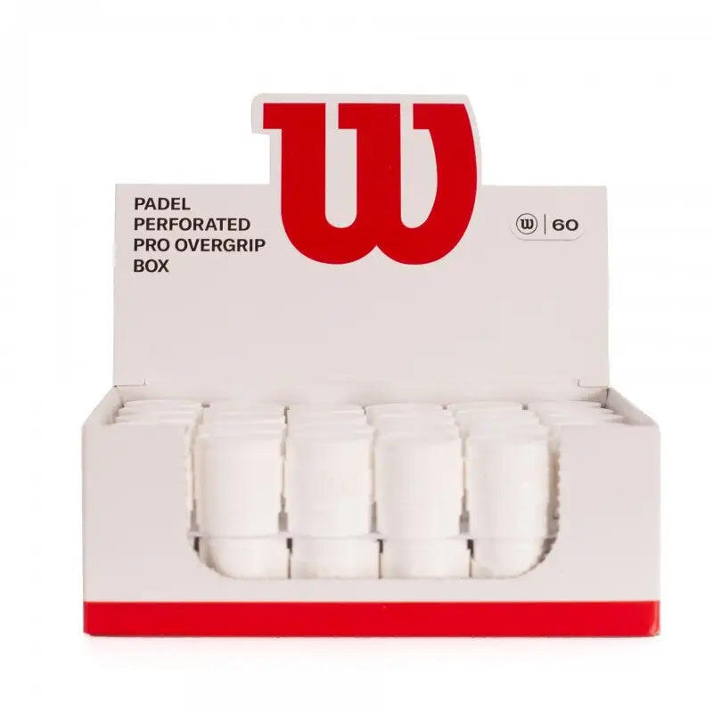 SCATOLA 60 WILSON PADEL WHITE PRO OVERGRIPS PERFORATI.