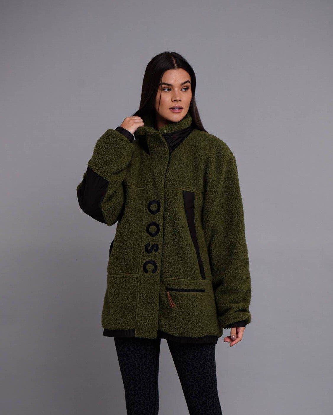 Sherpa fleecejack - kaki / zwart 2/5