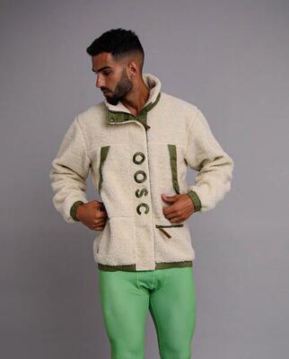 Sherpa-Fleecejacke Creme / Khaki