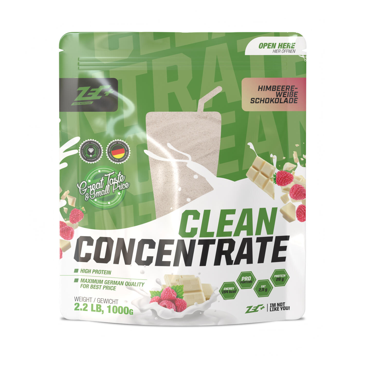 ZEC+ NUTRITION Zec+ Clean Concentrate (1000g) Raspberry White Chocolate - Eiwitten