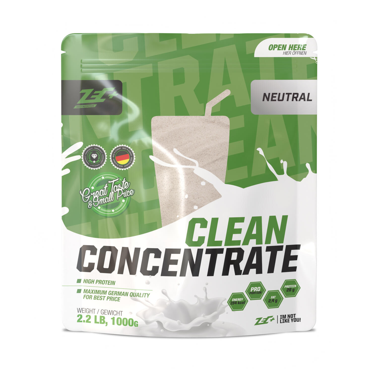ZEC+ NUTRITION Zec+ Clean Concentrate (1000g) Unflavoured - Eiwitten - Wei-eiwit concentraat
