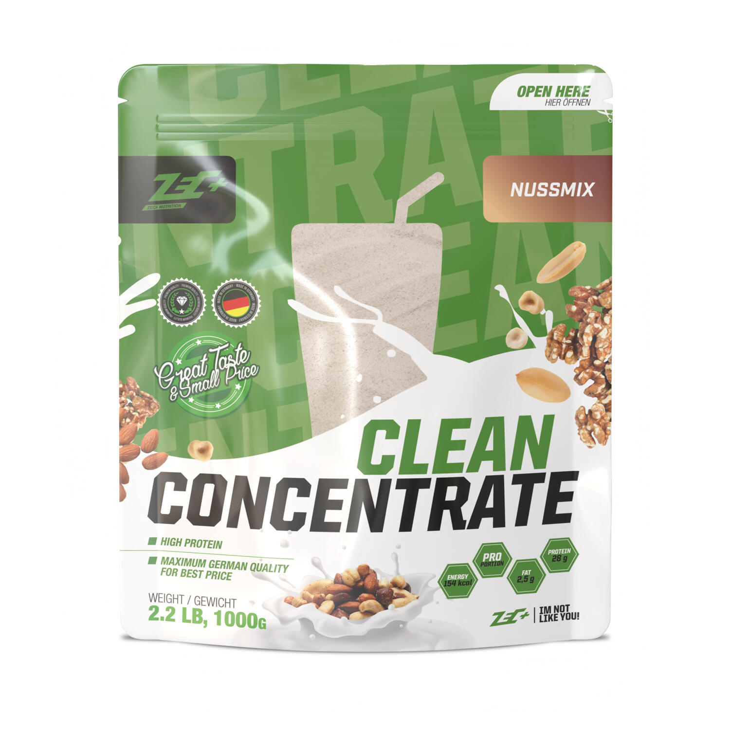 ZEC+ NUTRITION Zec+ Clean Concentrate (1000g) Nut Mix - Eiwitten - Wei-eiwit concentraat