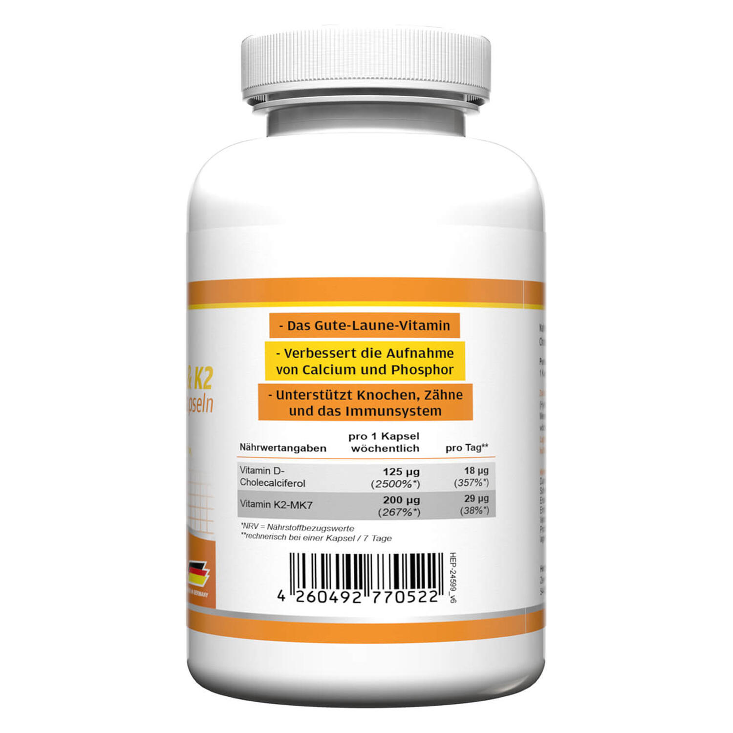 Zec+ Health+ Vitamin D3+K2 (90) Unflavoured - Vitamines, minéraux et santé 2/3