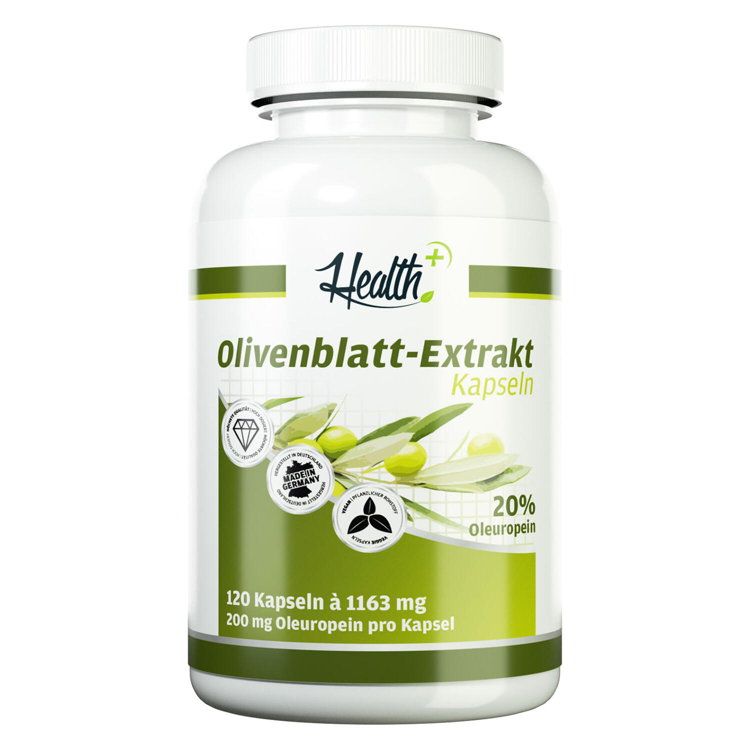 HEALTH+ Olivenblattextrakt, 120 Kapseln 1/3