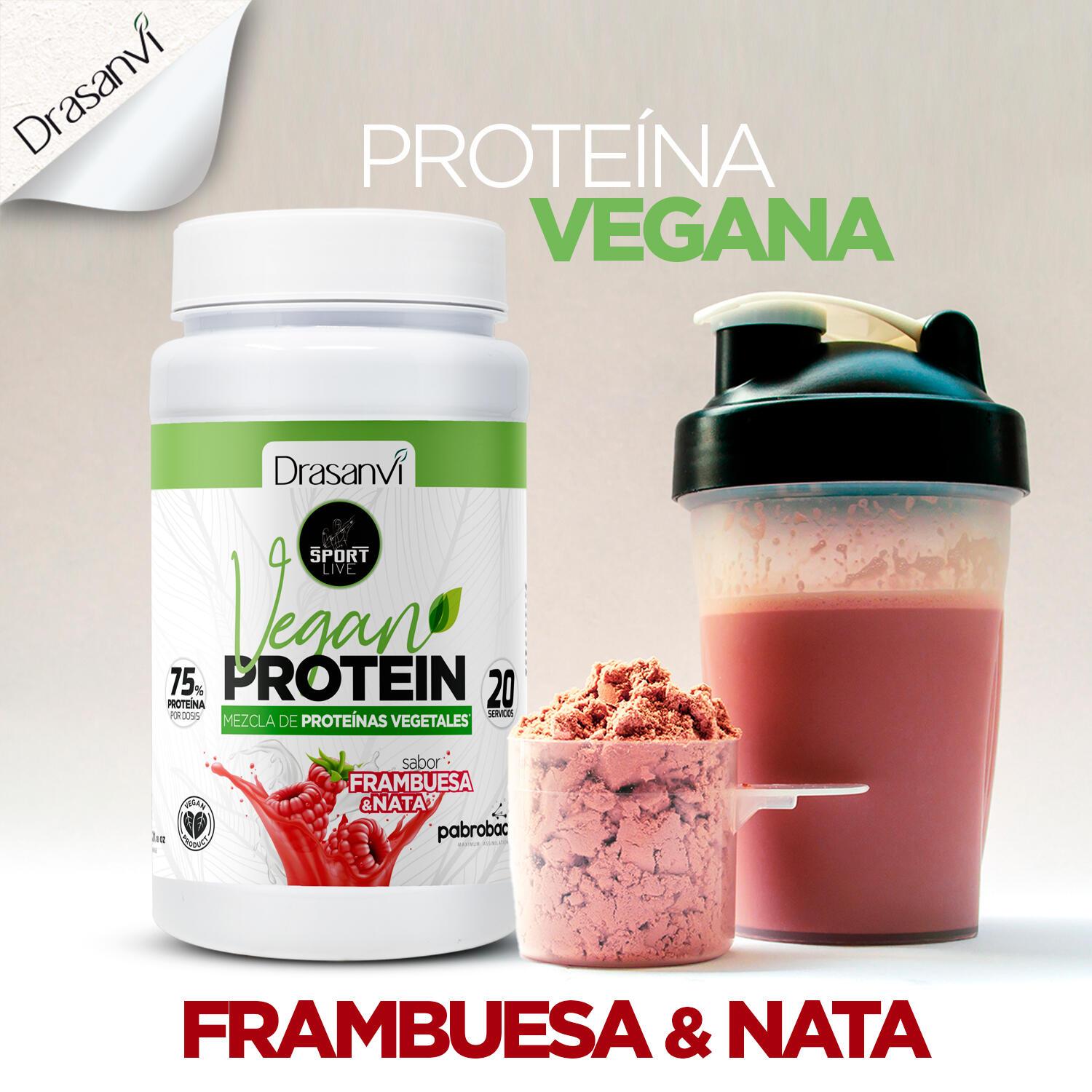 Proteína Vegana Sport Live - 72% Proteína - Sabor Frambuesa - 600gr - DRASANVI 4/7