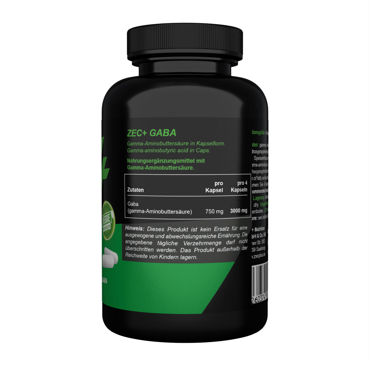 Zec+ Gaba (120 Caps) Unflavored - Intra- et post-entraînement 2/3