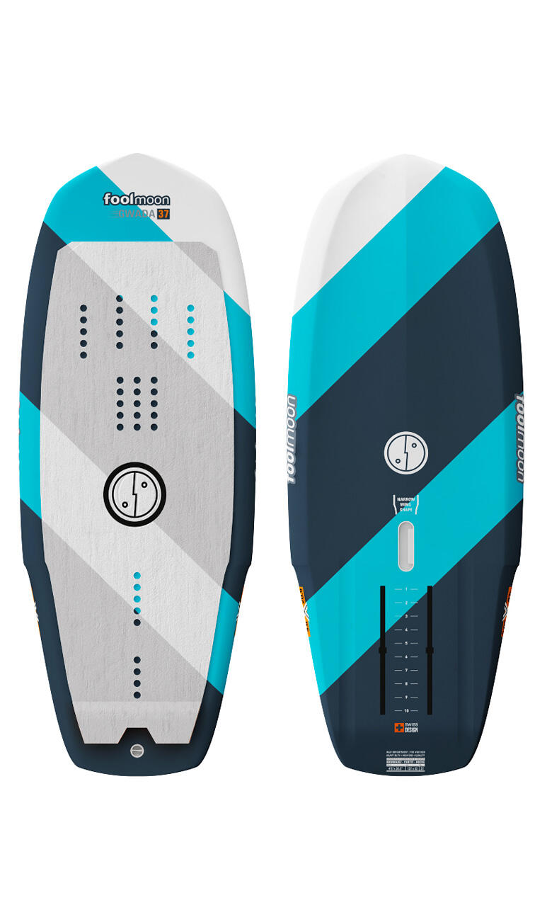FOOLMOON Tavola da wing GWADA 37 L bianco/turchese/grigio 4'6" rigida