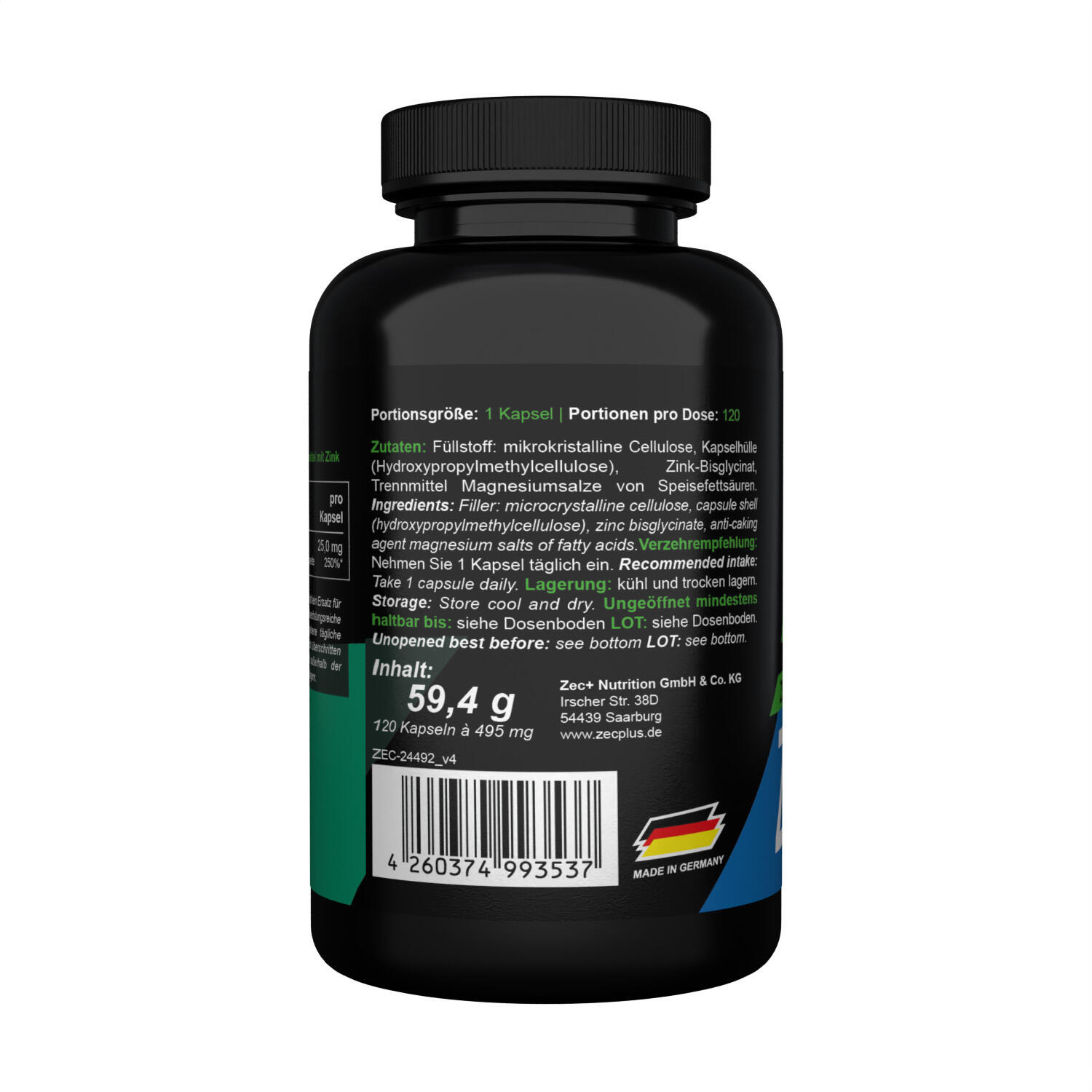 Zec+ Zinc (120) Unflavoured - Vitamines, minéraux et santé 3/3
