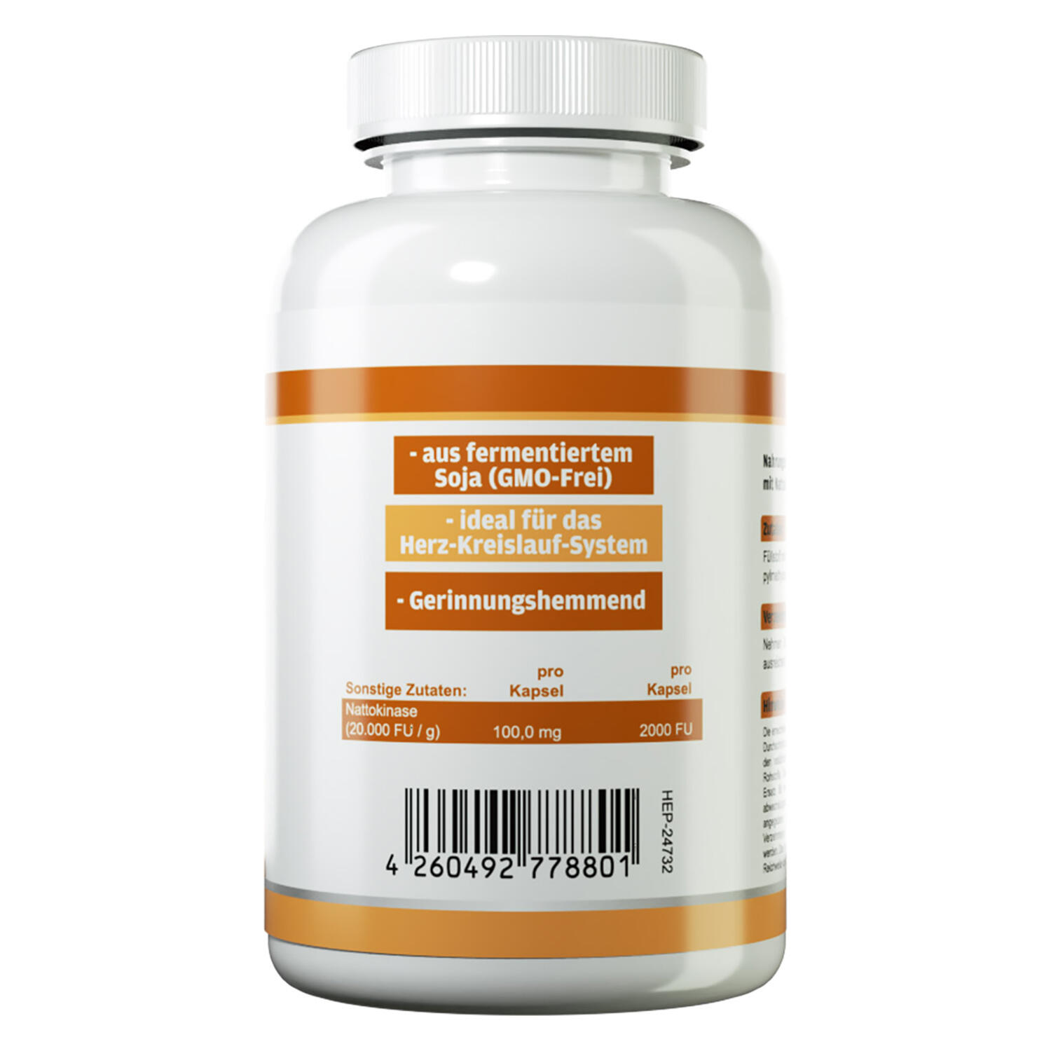 Zec+ Health+ Nattokinase (120) Unflavored - Vitamines, minéraux et santé 3/3
