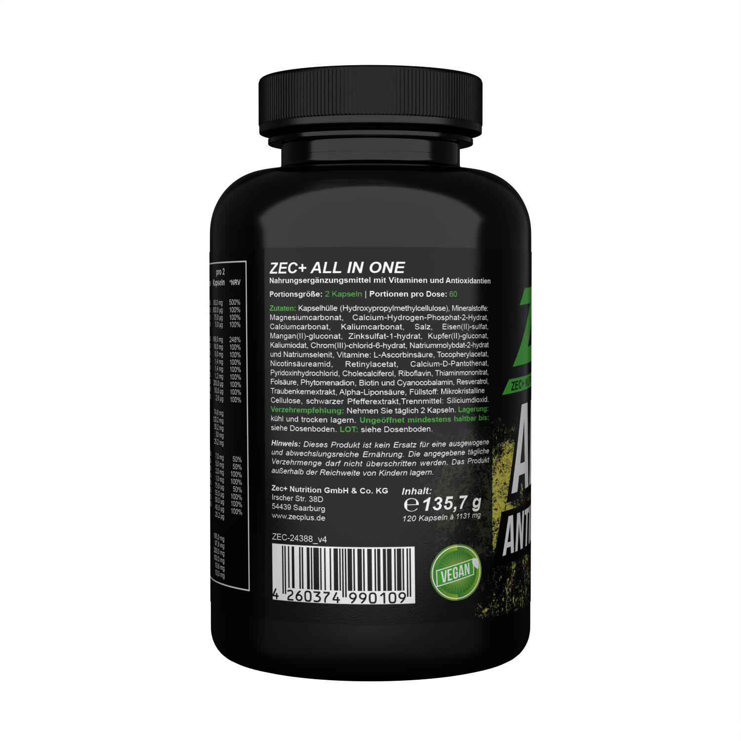 Zec+ All In One Antioxidant & Vitamins (120 Caps) Unflavored 3/3