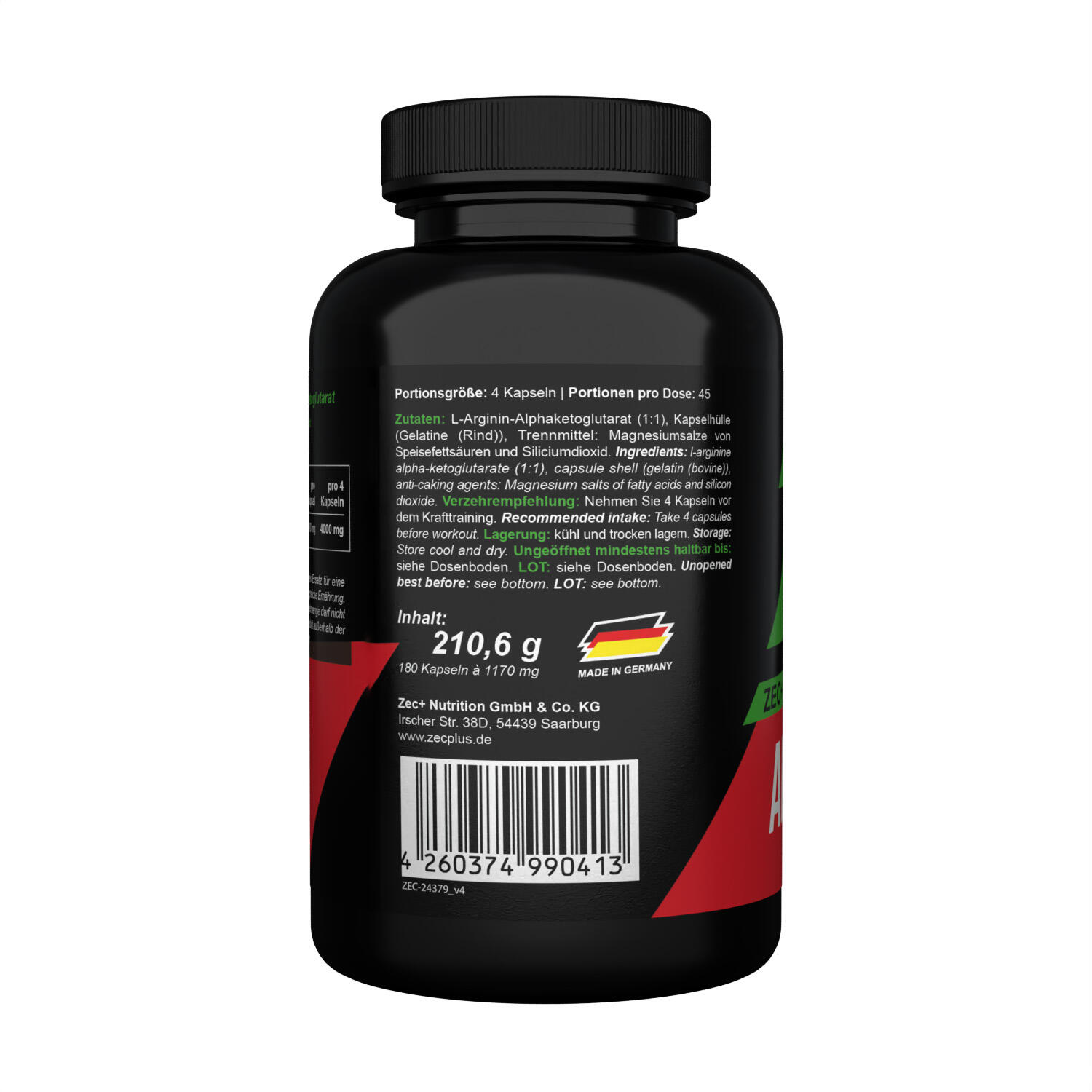 Zec+ Arginine AKG (180 Caps) Unflavored - Aminozuren - Arginine 3/3