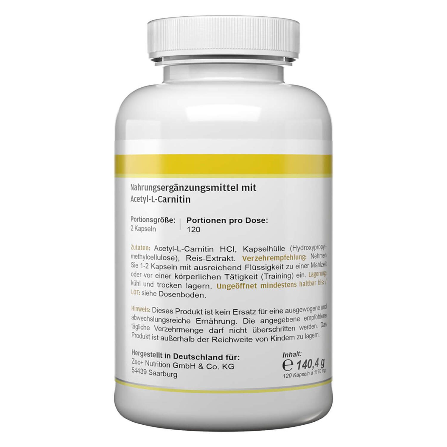Zec+ Health+ Acetyl L-Carnitine (120 Caps) Unflavored 2/3
