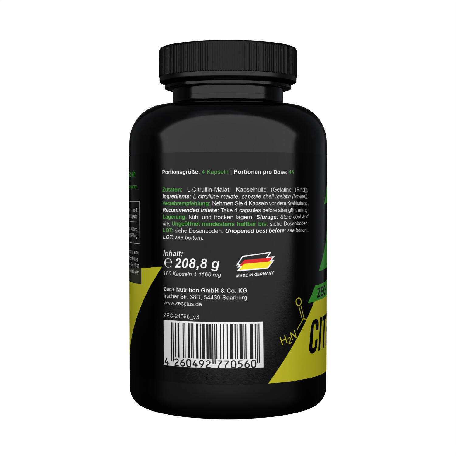 Zec+ Citrulline Malate (180 Caps) Unflavored - Aminozuren - Aminozuur-Mix 3/3