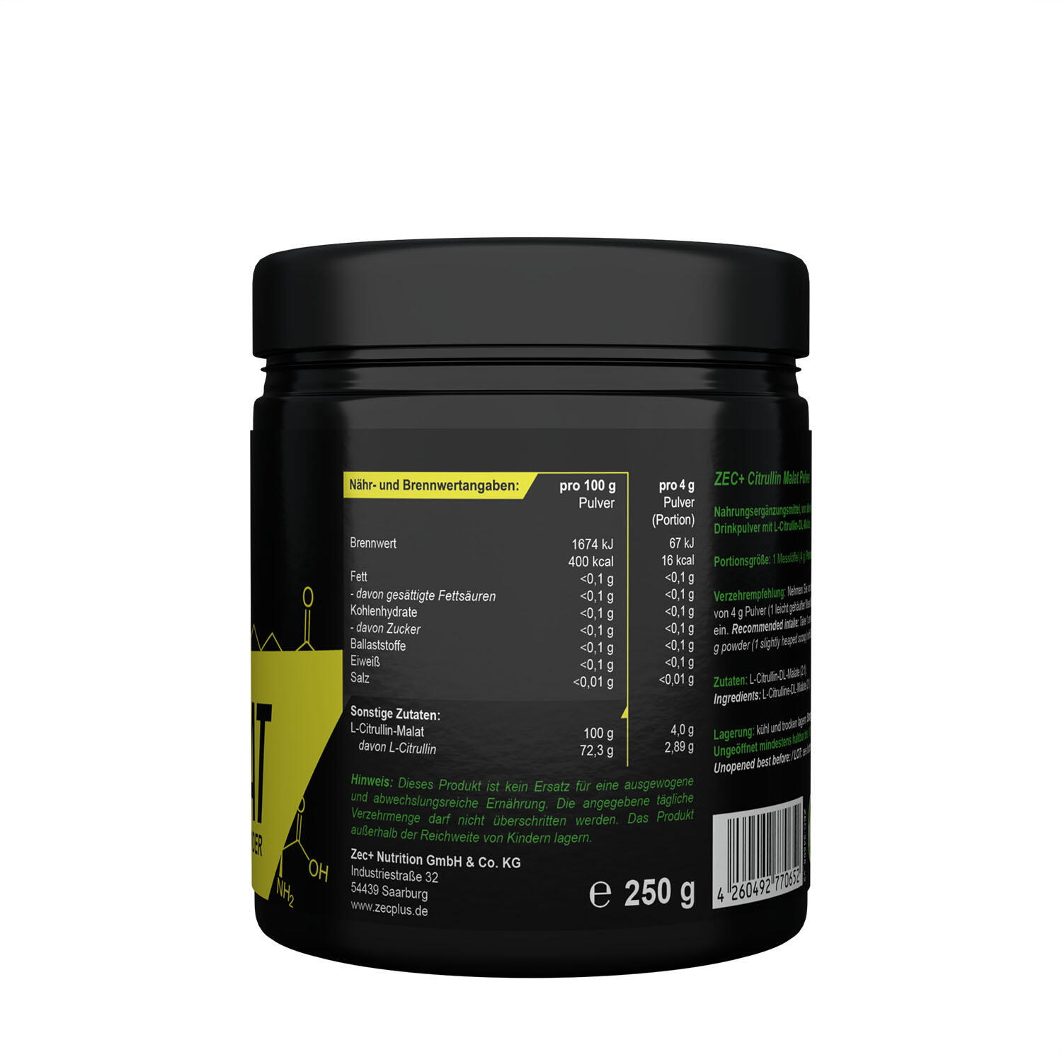 Zec+ Citrulline Malate (250g) Unflavored - Acides aminés 2/3