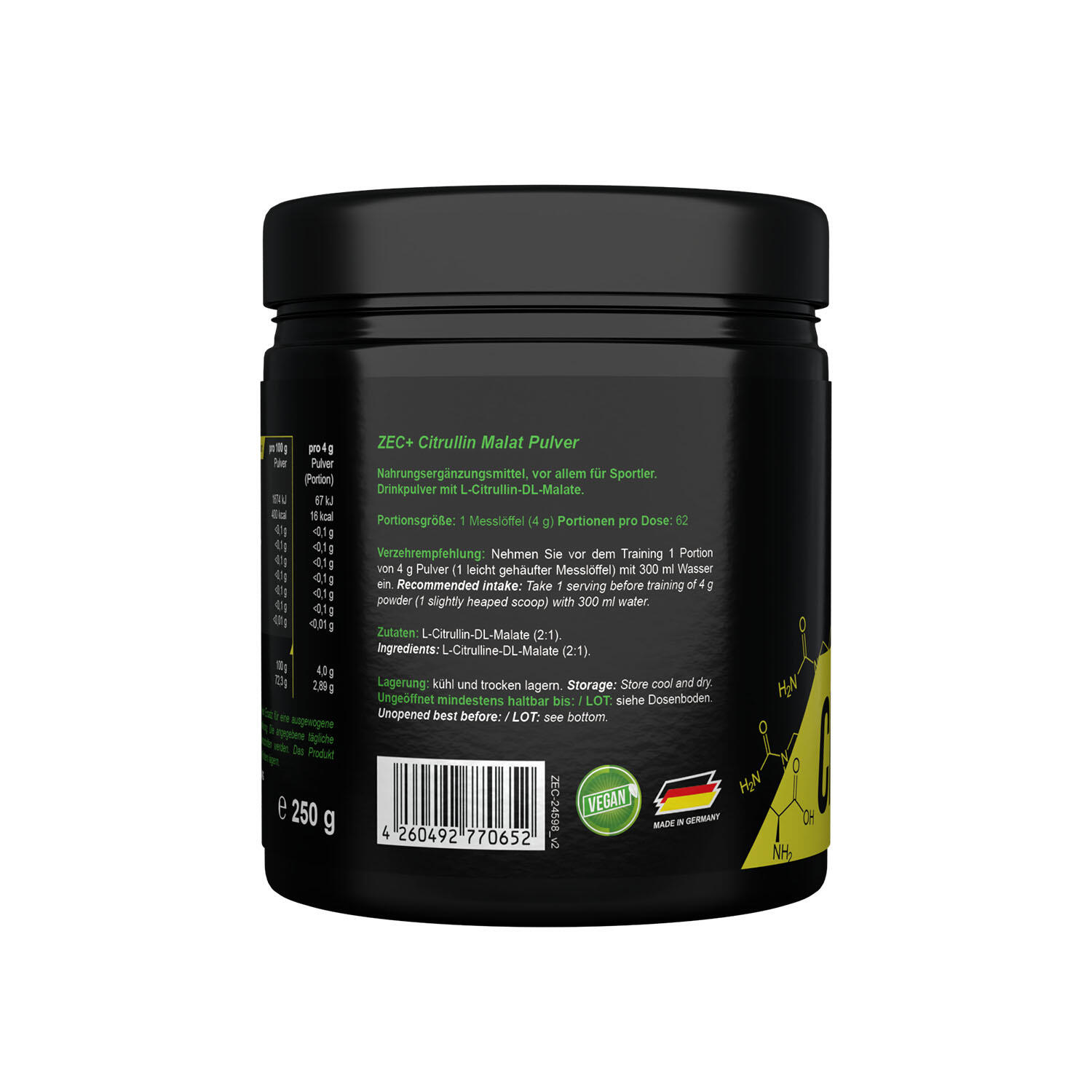 Zec+ Citrulline Malate (250g) Unflavored - Acides aminés 3/3