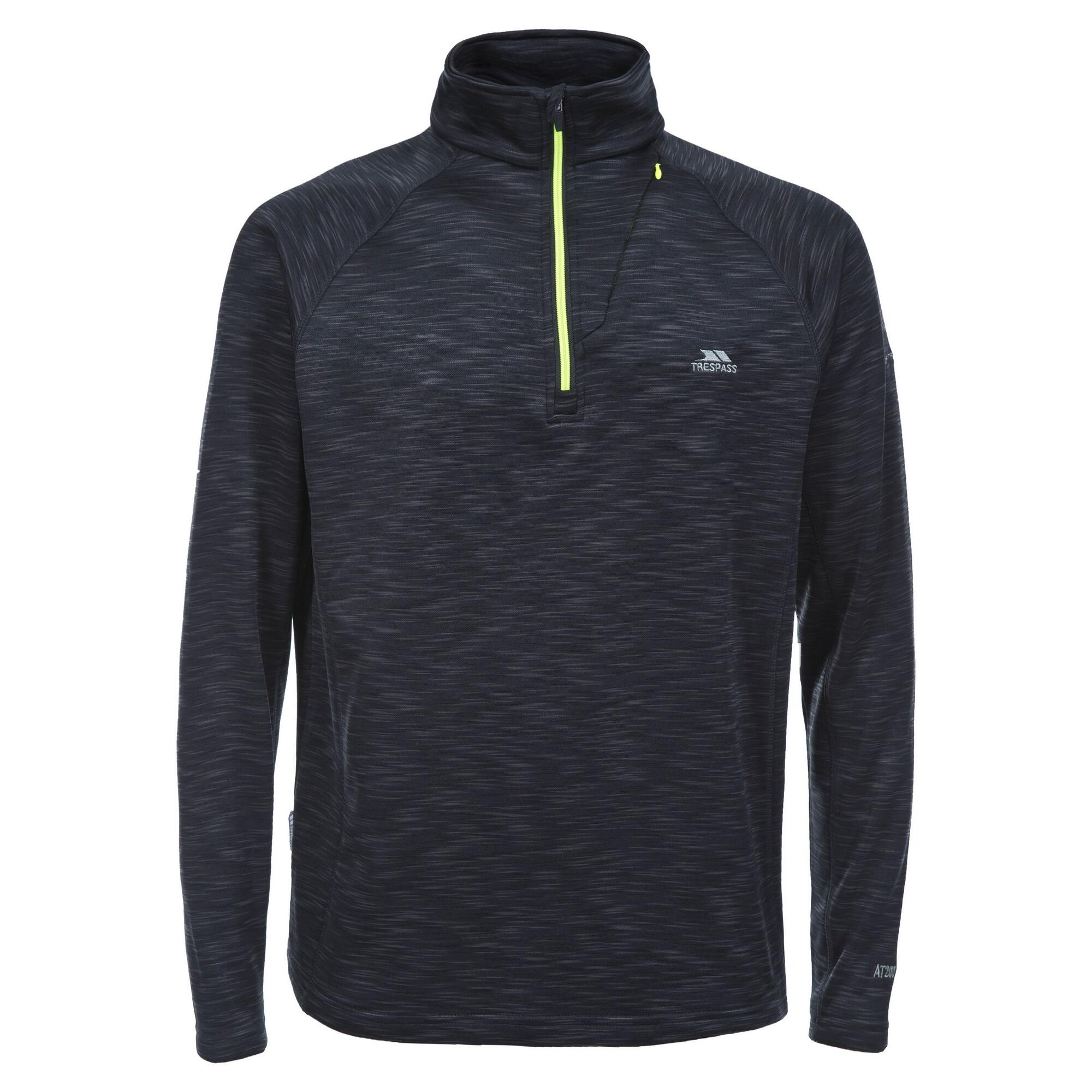 TRESPASS Mens Collins Half Zip Fleece Top (Black Marl)