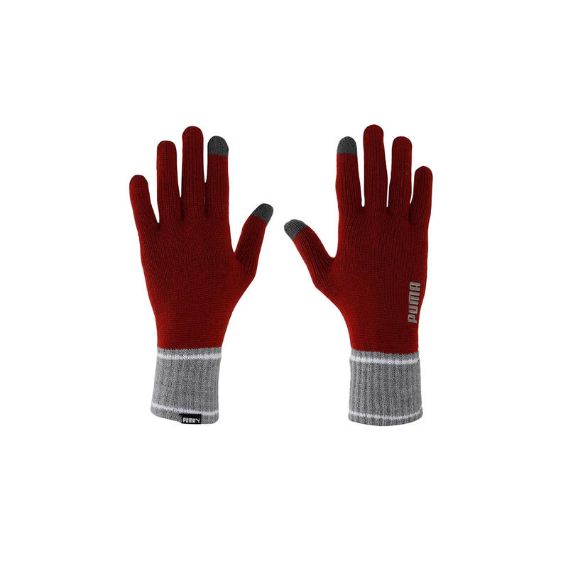 HerrenDamen Unisex Winterhandschuhe, Jerseyware Damen und Herren Rot/Grau