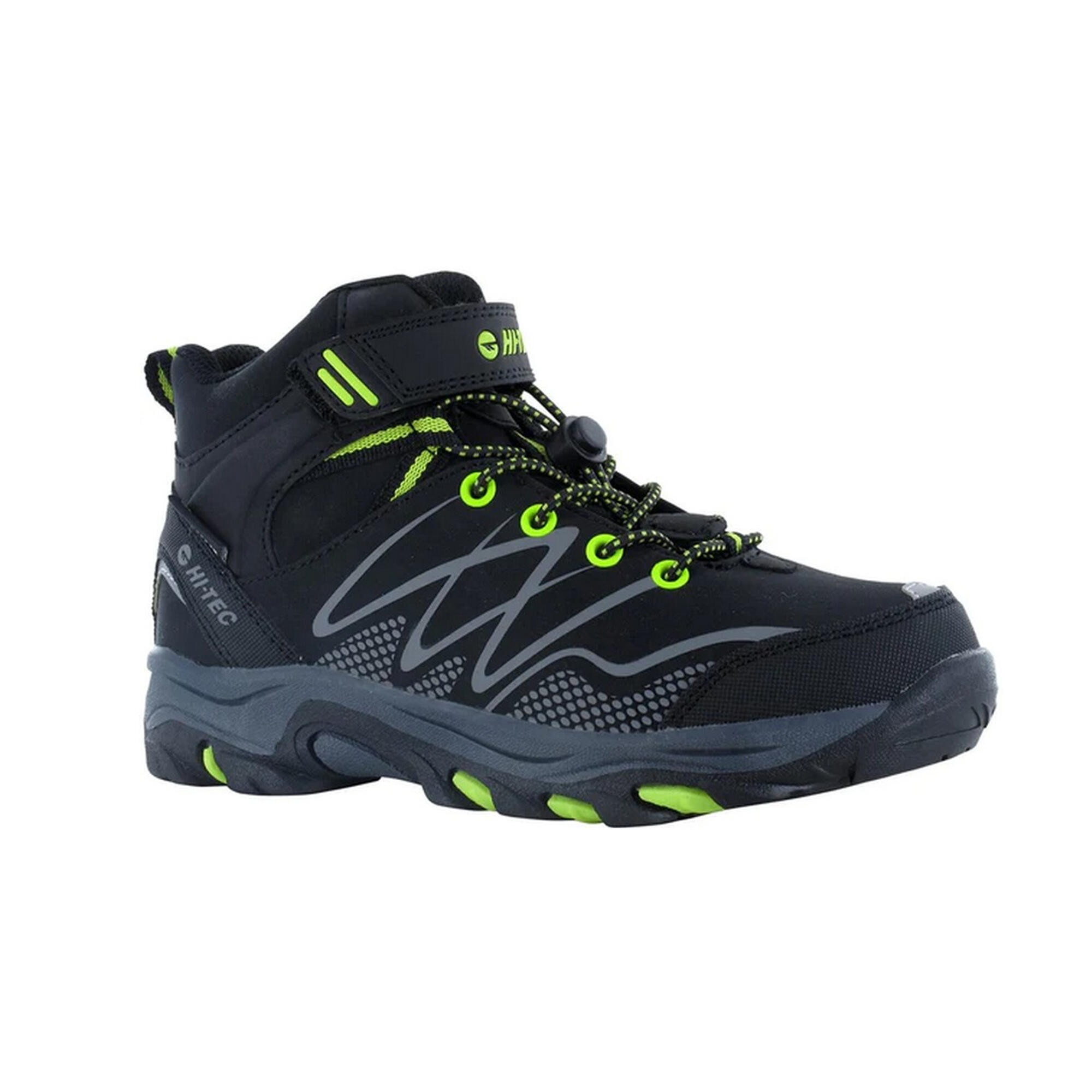 Boys Blackout Mid Cut Walking Boots (Black/Lime) 4/4